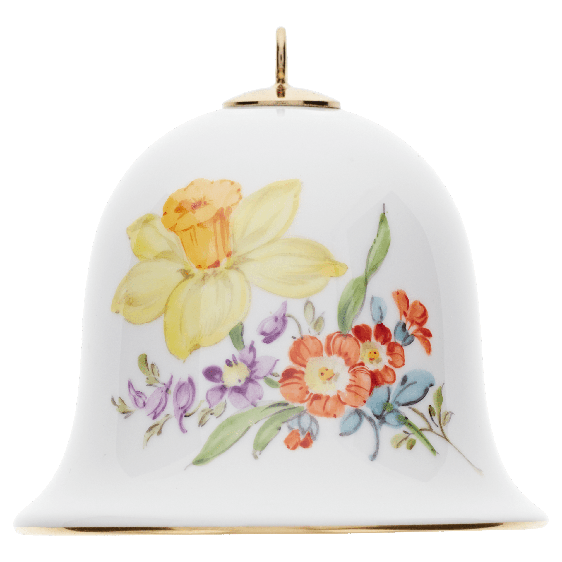 Miniatur - Glocke, Vintage Blume 3, Narzisse, H 5 cm | Meissen Zweigschmuck Glocken Kollektion 06C005 - 55M02 - Meissen Weimar