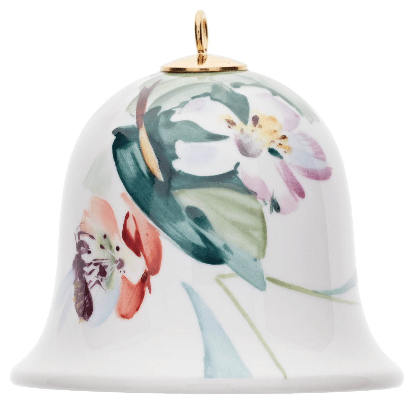 Miniatur - Glocke, Waldflora Holzapfelblüte, H 4,8 cm | Meissen Zweigschmuck Glocken Kollektion 61c028 - 55m02 - Meissen Weimar