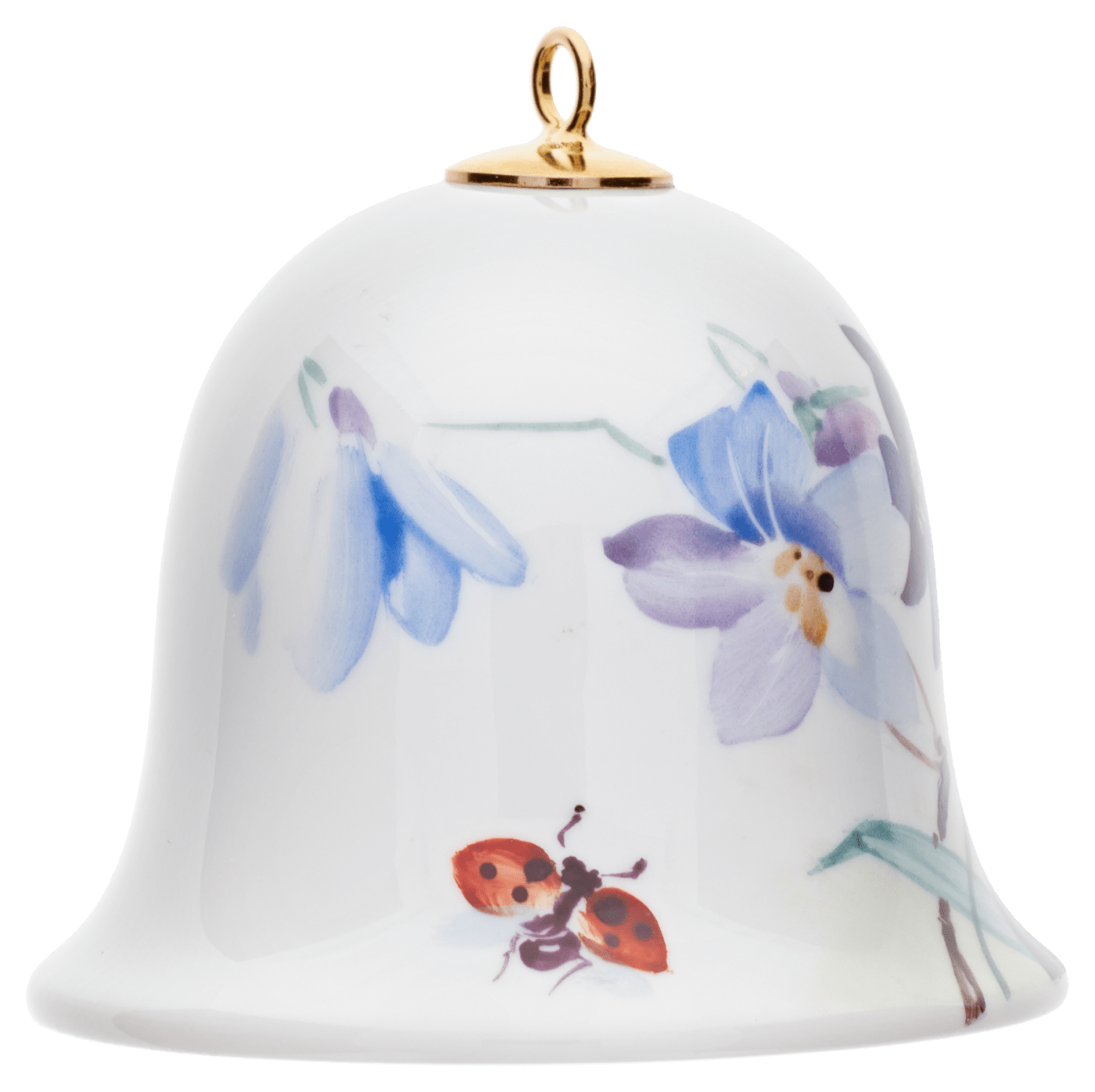 Miniatur - Glocke, Waldflora mit Insekten, H 4,8 cm | Meissen Zweigschmuck Glocken Kollektion 61c029 - 55m02 - Meissen Weimar