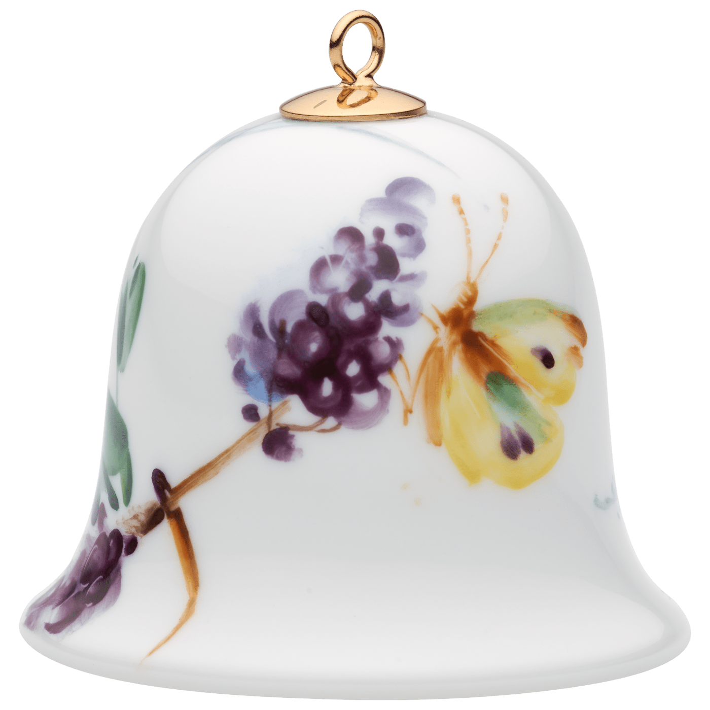 Miniatur - Glocke, Waldflora mit Insekten, H 4,8 cm | Meissen Zweigschmuck Glocken Kollektion 61c031 - 55m02 - Meissen Weimar