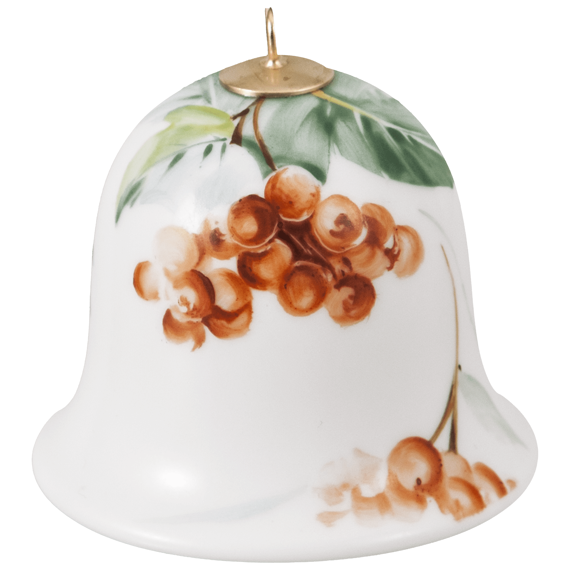 Miniatur - Glocke, Waldflora mit Schneeballfrüchten, H 4,8 cm | Meissen Zweigschmuck Glocken Kollektion 61c026 - 55m02 - Meissen Weimar