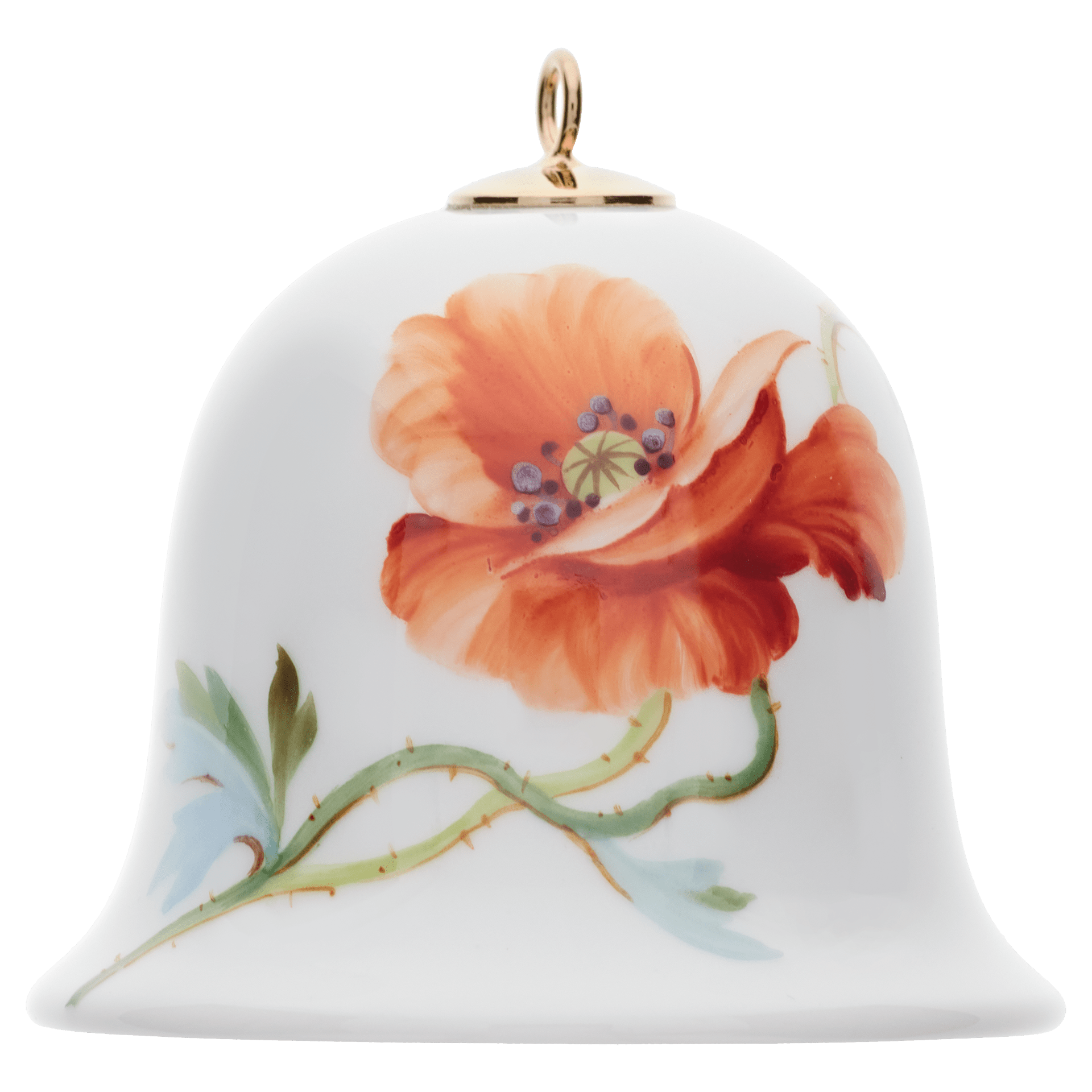 Miniaturglocke, Blumenmalerei 'Wilder Mohn', rot, weißer Rand, H 5 cm | Meissen Miniaturglocke 615201 - 55M02 - Meissen Weimar