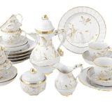 Mokkaservice Schwanendessin Capodimonte, Weiß mit Gold, 23-teilig | Meissen Limitierte Meisterwerke