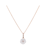 Collier, 750 Roségold, Länge 45/42 cm, 1 Porzellanblüte M, 8 Brillanten 0,13 ct, VS, fw, Vollschliff Gut | Meissen Royal Blossom Diamond