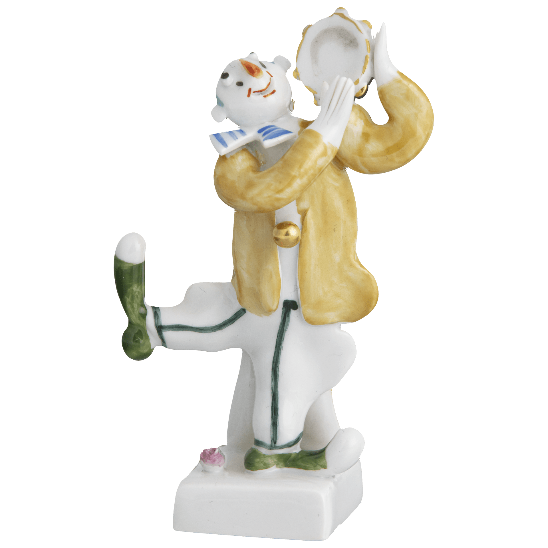 Musikclown mit Tamburin, Bunt und gold staffiert - , H 8 cm | Meissen Porzellan 900300 - 60649 - Meissen Weimar