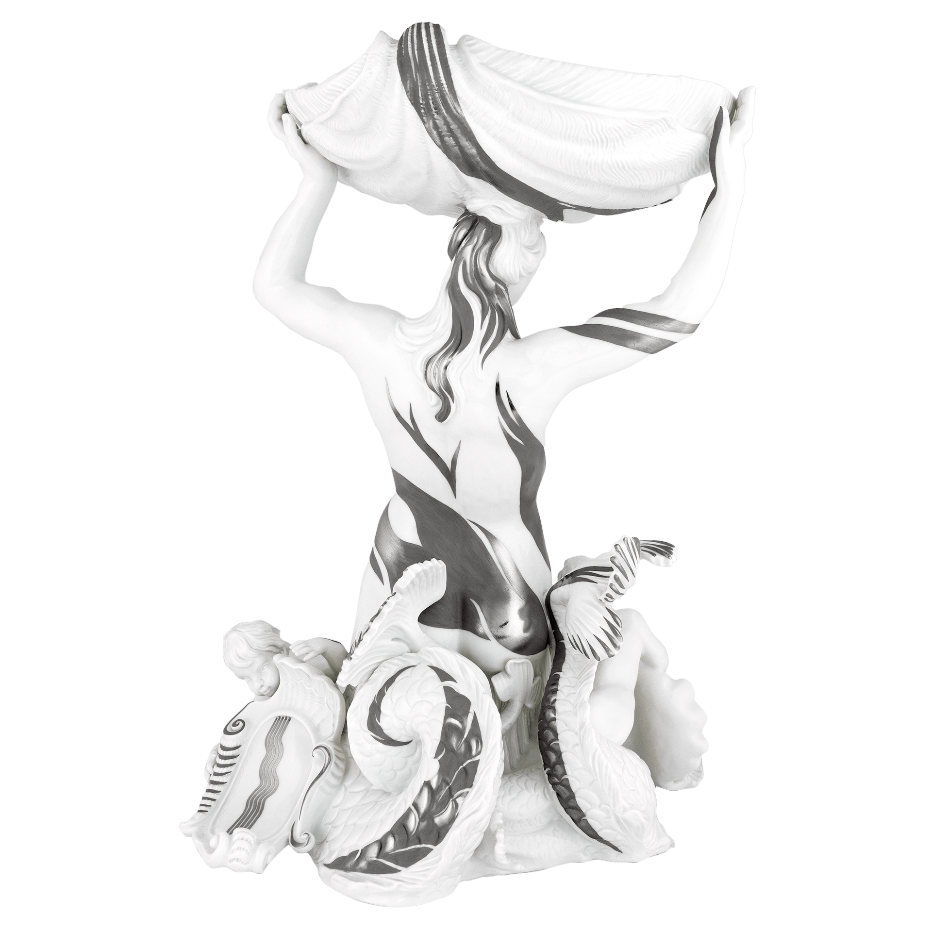 Nereide mit Schale, Platinmalerei, H 34 cm | Meissen Exklusiv - Kollektion 901280-80503 - Meissen Weimar