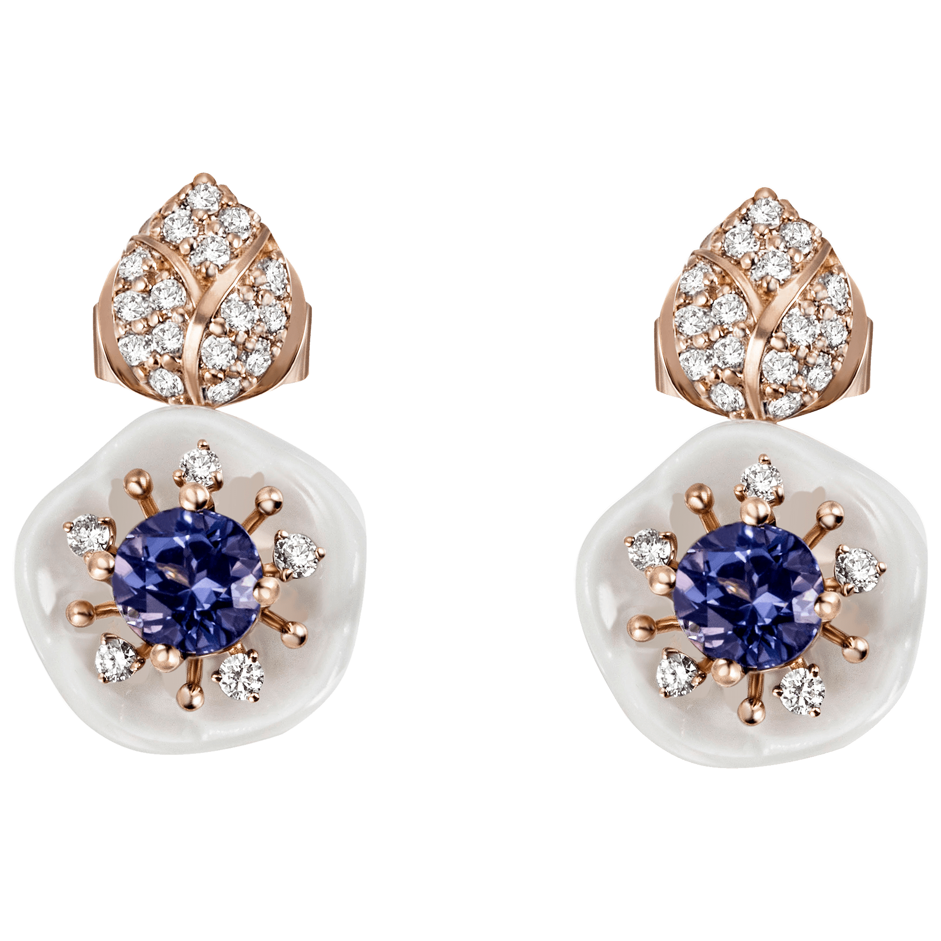 Ohrringe, 1739 Royal Blossom Gem, Roségold 750, Gewicht 3 g | Meissen Royal Blossom Collection mpj55bl17600 - Meissen Weimar