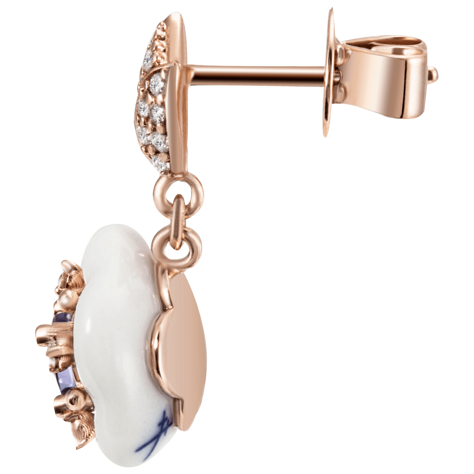 Ohrringe, 1739 Royal Blossom Gem, Roségold 750, Gewicht 3 g | Meissen Royal Blossom Collection mpj55bl17600 - Meissen Weimar