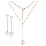 Ohrringe & Collier, Pure White, 63 cm, Roségold 750 | Meissen Pearl Collection