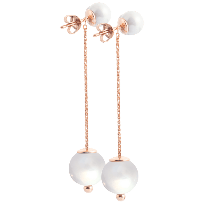 Ohrringe, Pure White bestehend aus Ohrstecker und Ohrschmuck, 750 Roségold | Meissen Pearl Collection