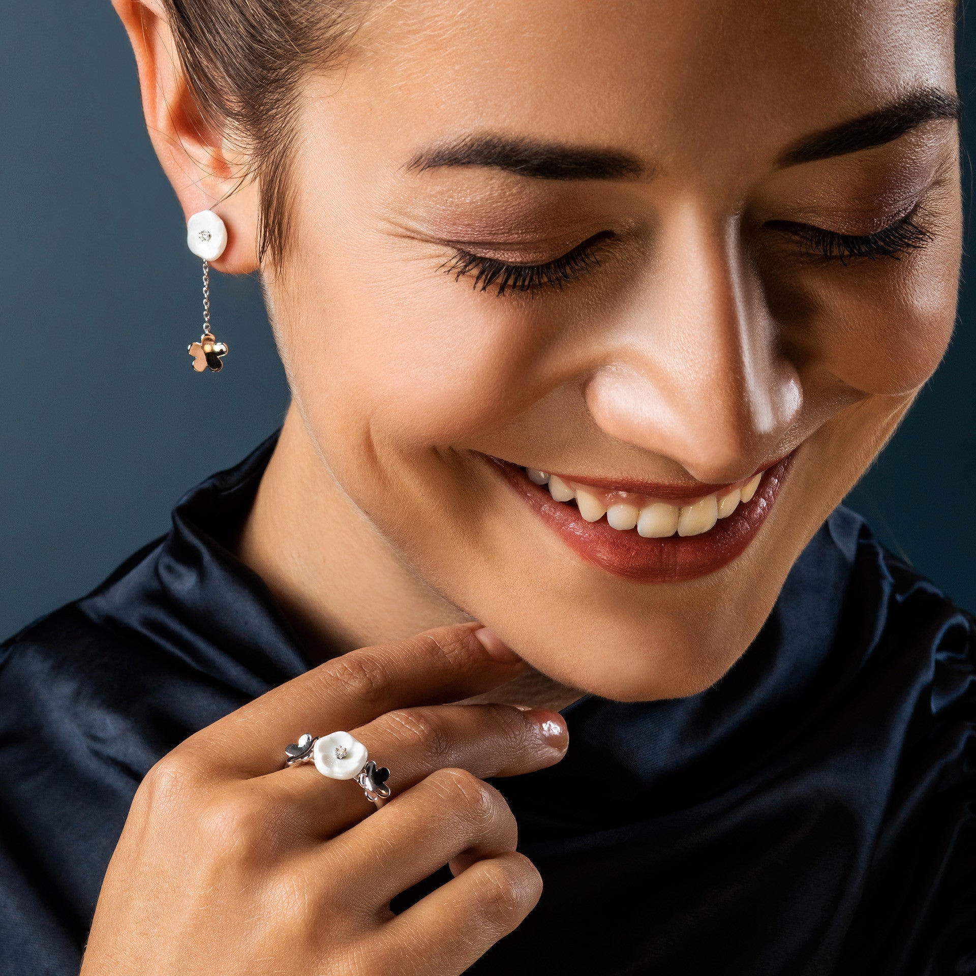 Ohrringe Royal Blossom Bouquet, Weißgold 750, 5 g, Doppelpack | Meissen Royal Blossom Collection mpj55bl28600 - Meissen Weimar