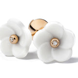 Ohrschmuck, Gold 750 Rot, poliert, 2 Brillanten 0,02 ct SI1 weiß, 2 Porzellananhänger weiß, Größe M | Meissen Jewellery