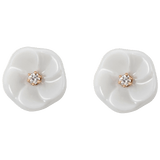 Ohrstecker Basic, 750 Roségold, 2 Porzellanblüten S mit je 1 Brillant je 0,02 ct, TW, VSI, Vollschliff Gut | Meissen Royal Blossom Collection