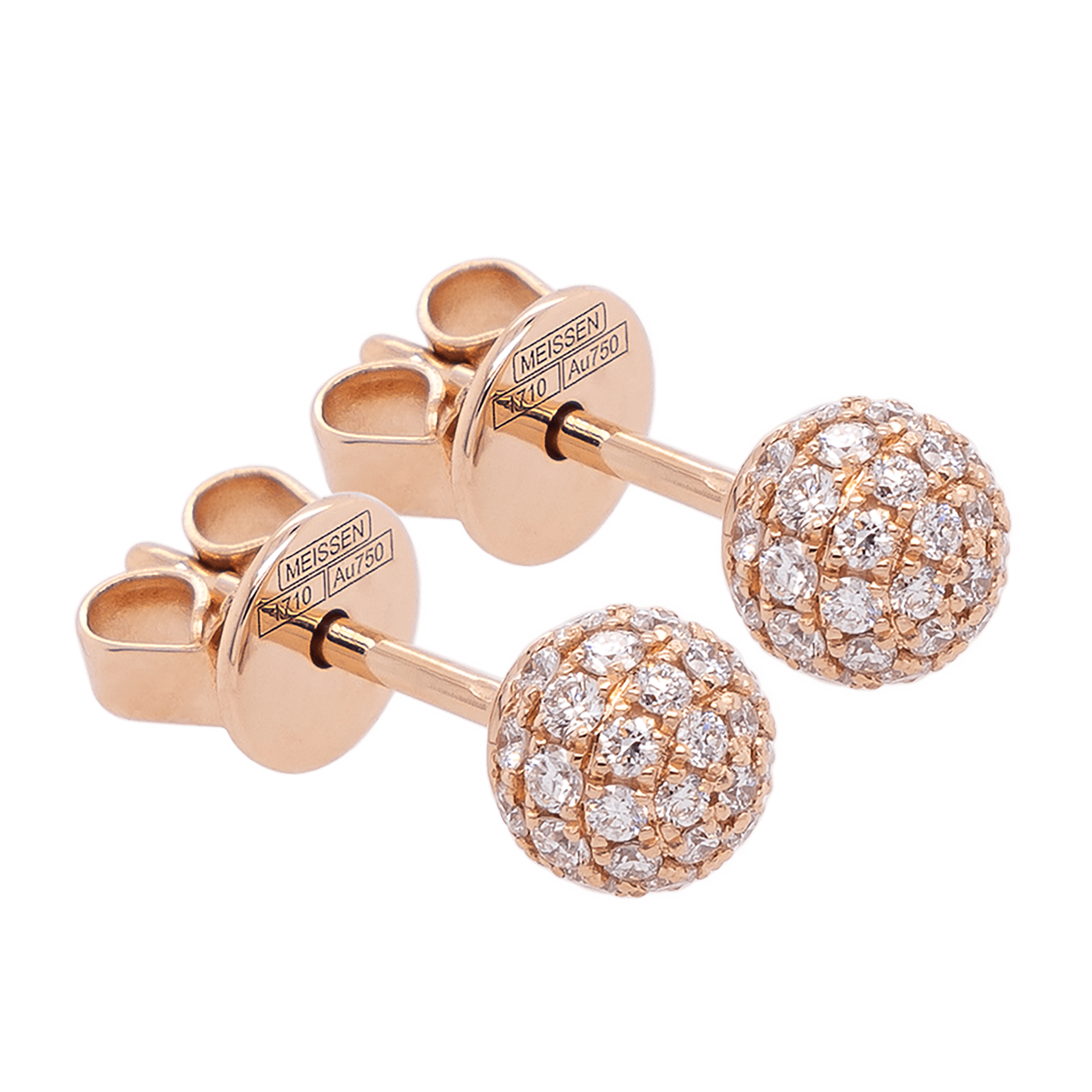 Ohrstecker Pearl Collection Pavé, 750 Roségold, 2 Goldperlen Pavé je 6 mm, 38 Billanten, 0,30 ct, TW/VSI | Meissen Pearl Collection Pavé MPJ50PCP17000 - Meissen Weimar