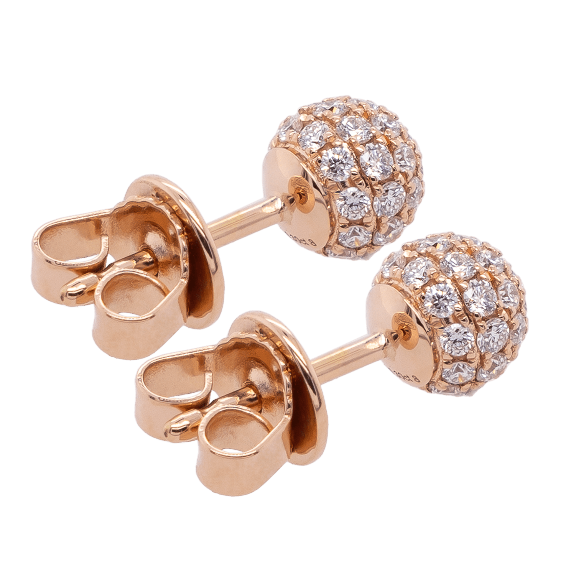 Ohrstecker Pearl Collection Pavé, 750 Roségold, 2 Goldperlen Pavé je 6 mm, 38 Billanten, 0,30 ct, TW/VSI | Meissen Pearl Collection Pavé MPJ50PCP17000 - Meissen Weimar