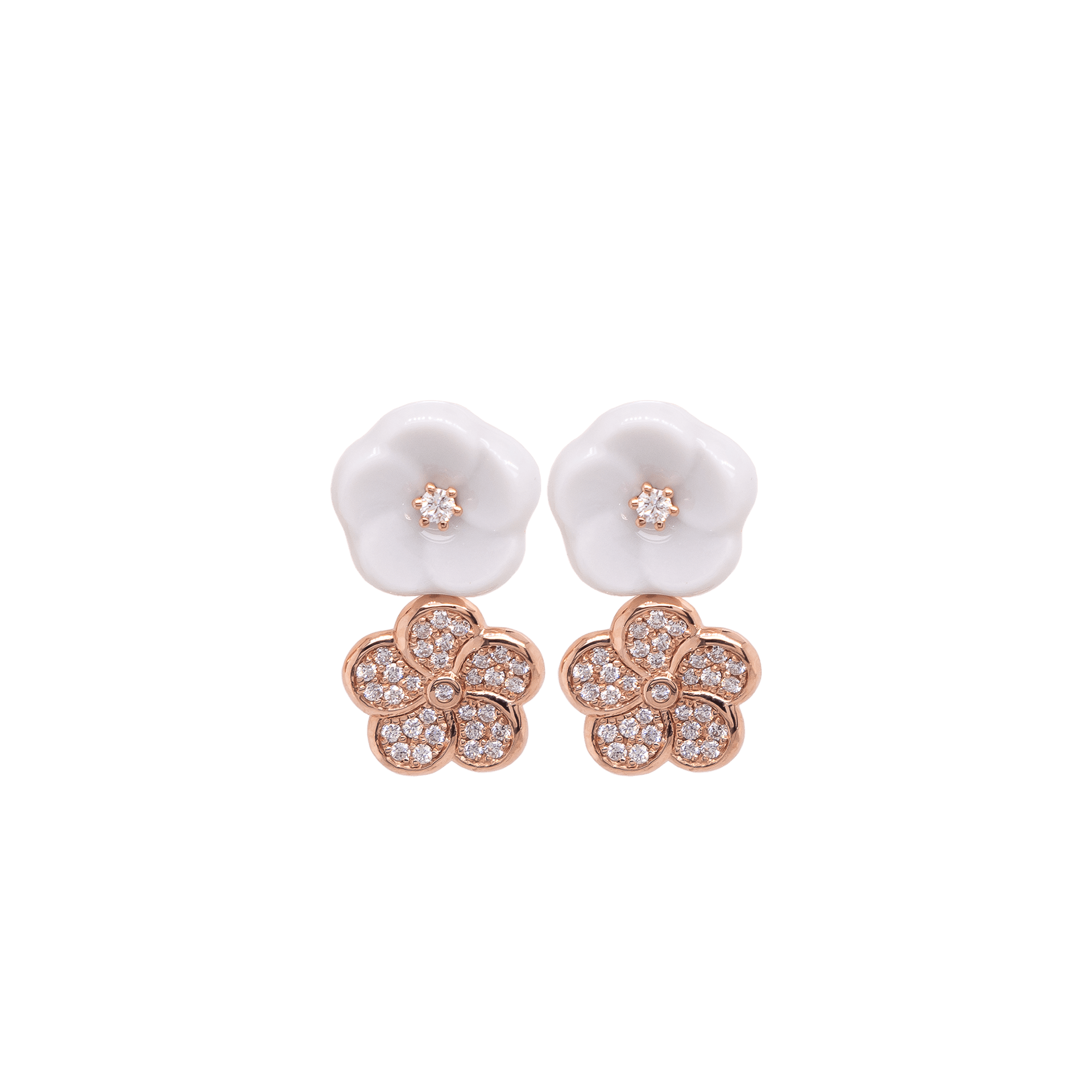 Ohrstecker Royal Blossom Pavé, 750 Roségold, 6 g | Meissen No.41 Royal Blossom mpj50bl17500 - Meissen Weimar