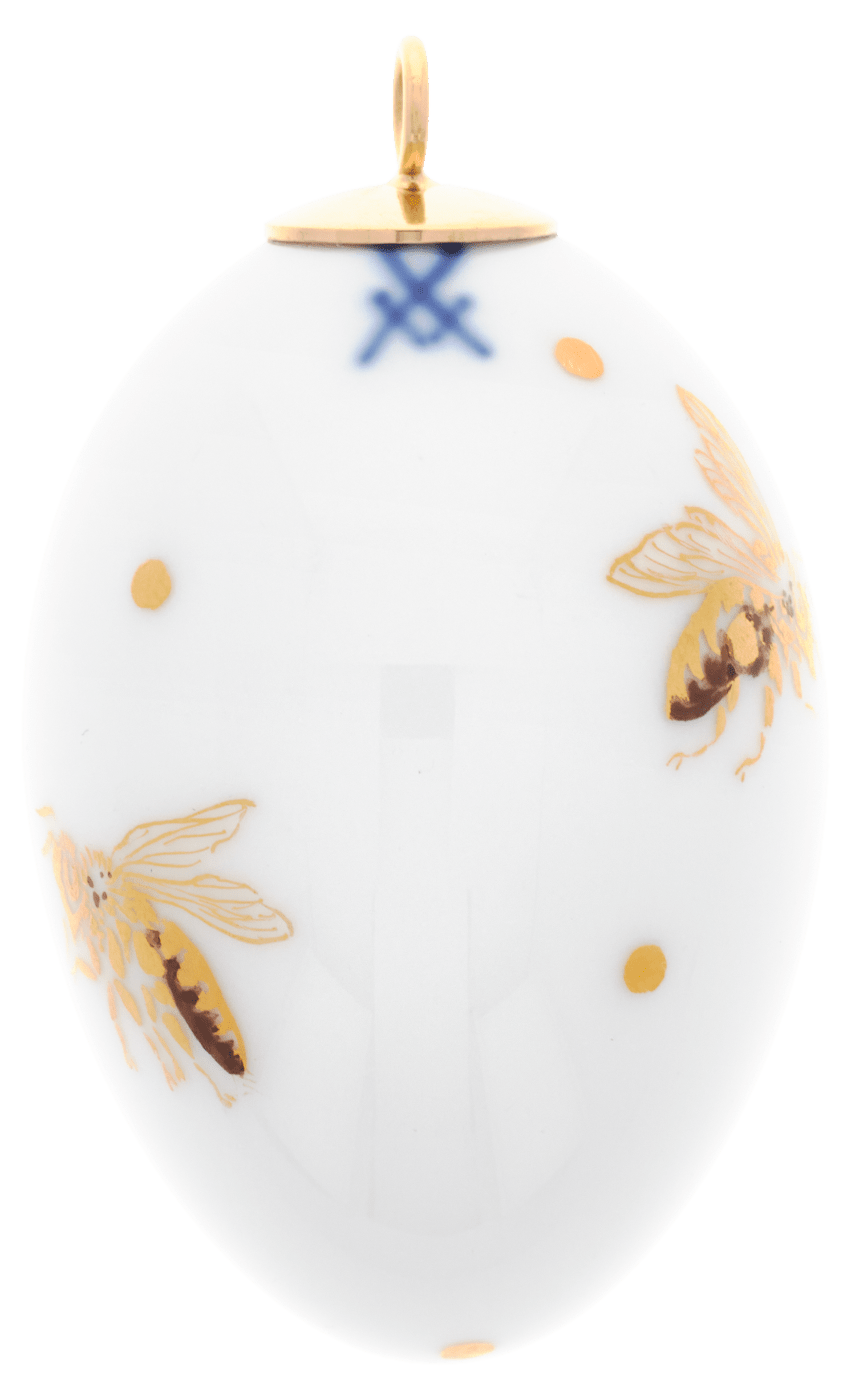 Osterei, Bienen mit Goldpunkten, H 4,5 cm | Meissen Zweigschmuck Osterei Kollektion 71A168 - 55M03 - Meissen Weimar