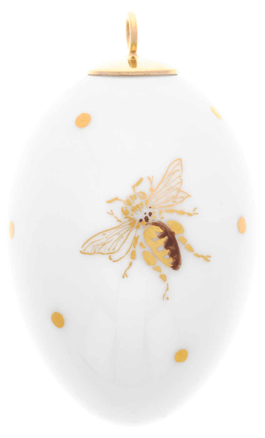 Osterei, Bienen mit Goldpunkten, H 4,5 cm | Meissen Zweigschmuck Osterei Kollektion 71A168 - 55M03 - Meissen Weimar
