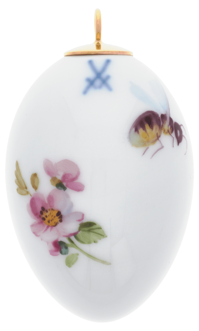 Osterei, Blumenmalerei Feldstiefmütterchen, H 5 cm | Meissen Zweigschmuck Osterei Kollektion 25c004 - 55m03 - Meissen Weimar