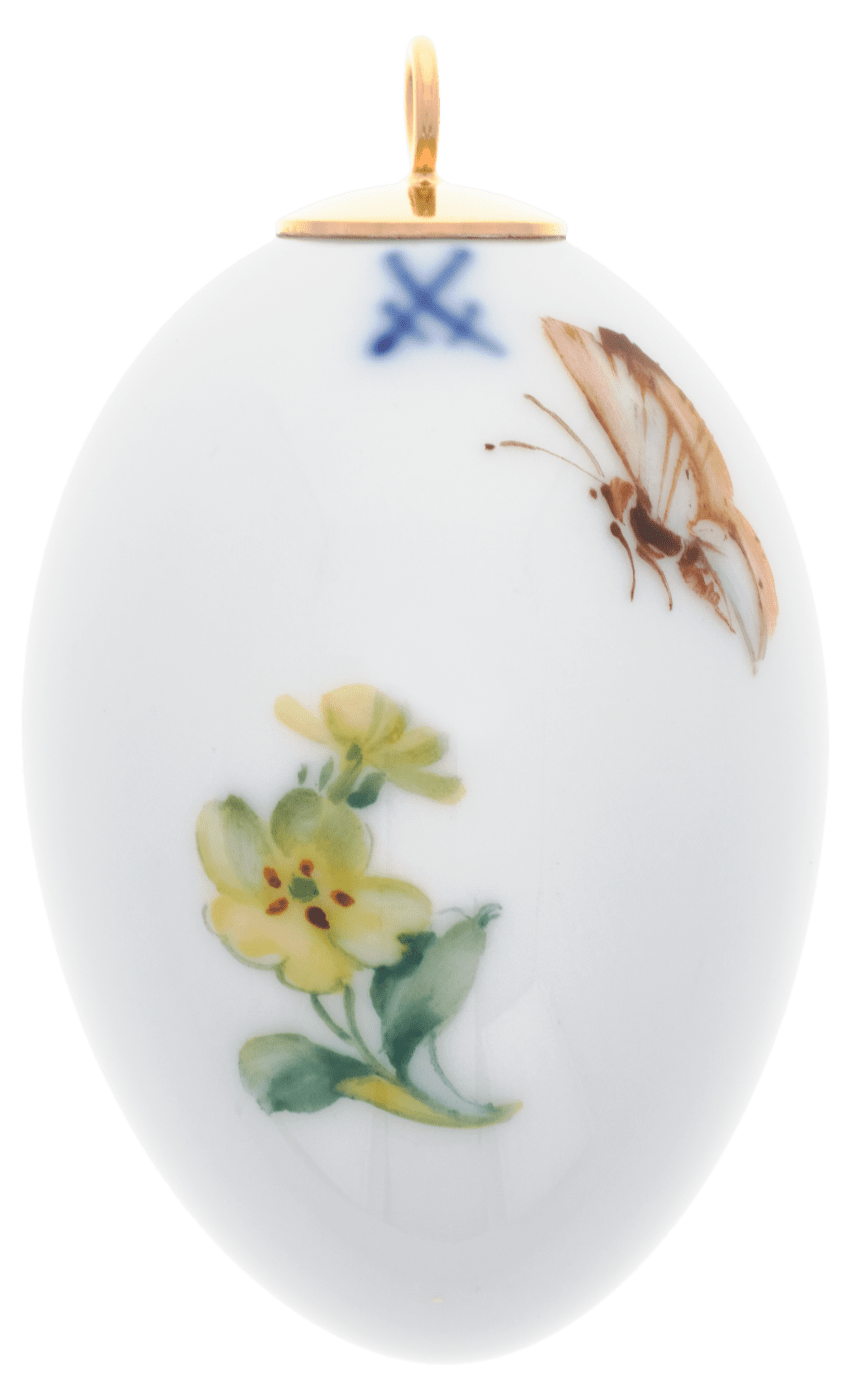 Osterei, Blumenmalerei Mandelröschen, H 5 cm | Meissen Zweigschmuck Osterei Kollektion 25c003 - 55m03 - Meissen Weimar