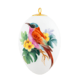 Osterei, Exotische Vogelmalerei, Karminspint, H 4,5 cm | Meissen Zweigschmuck Osterei Kollektion