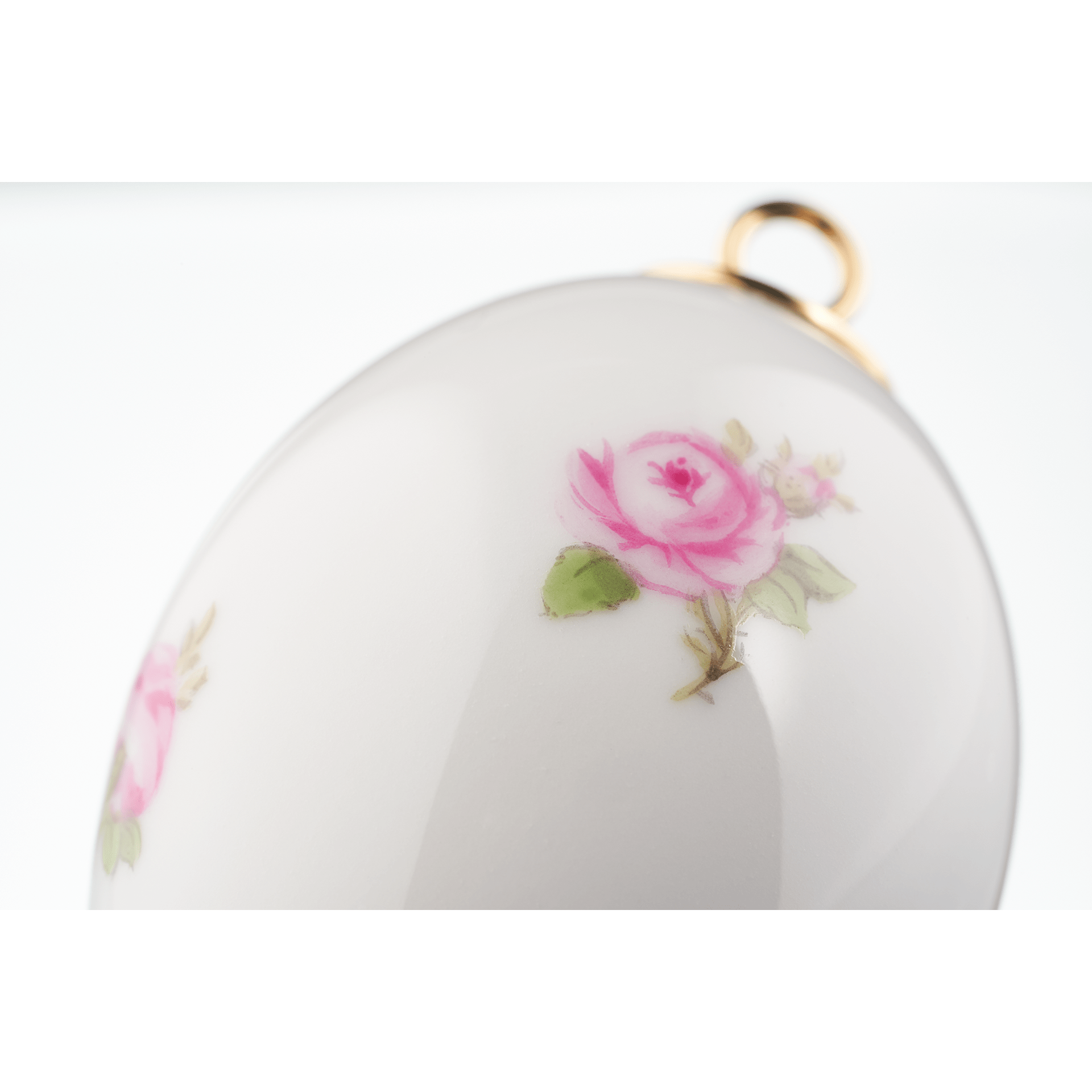 Osterei, Gestreute Röschen, bunt, weißer Rand, H 4,5 cm | Meissen Porzellan 019101 - 55M03 - Meissen Weimar