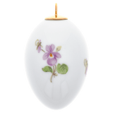 Osterei, Gestreute Veilchen, bunt, weißer Rand, H 4,5 cm | Meissen Zweigschmuck Osterei Kollektion