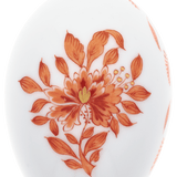 Osterei, Indische Malerei 23, mit Kante, rot, Goldpunkte, weißer Rand, H 4,5 cm | Meissen Osterschmuck