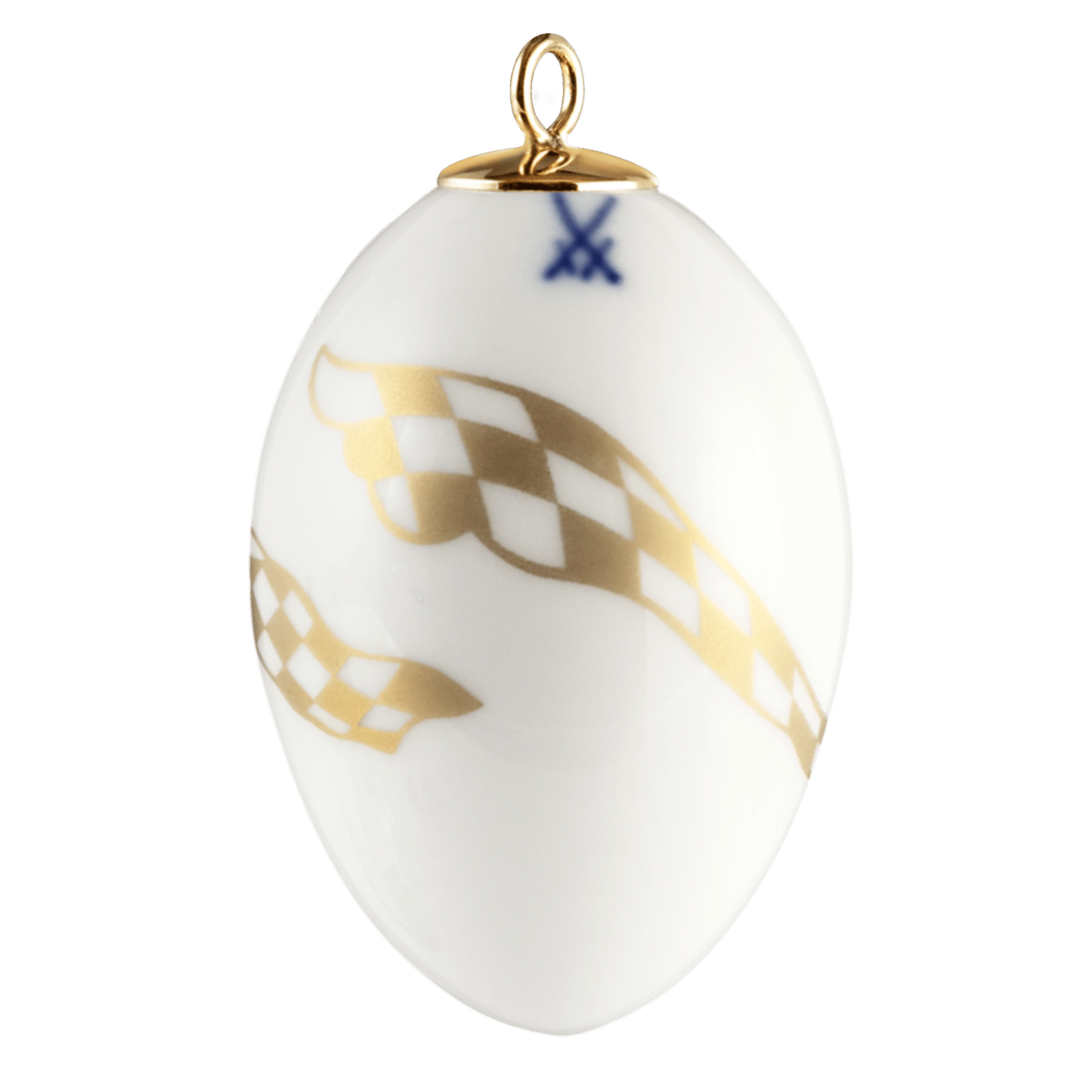 Osterei, Karoband, H 5 cm | Meissen Zweigschmuck Osterei Kollektion 79a998 - 55m03 - Meissen Weimar