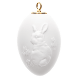 Osterei mit Relief, Hase, Weiß, Biskuit, H 5,5 cm | Meissen Zweigschmuck Osterei Kollektion