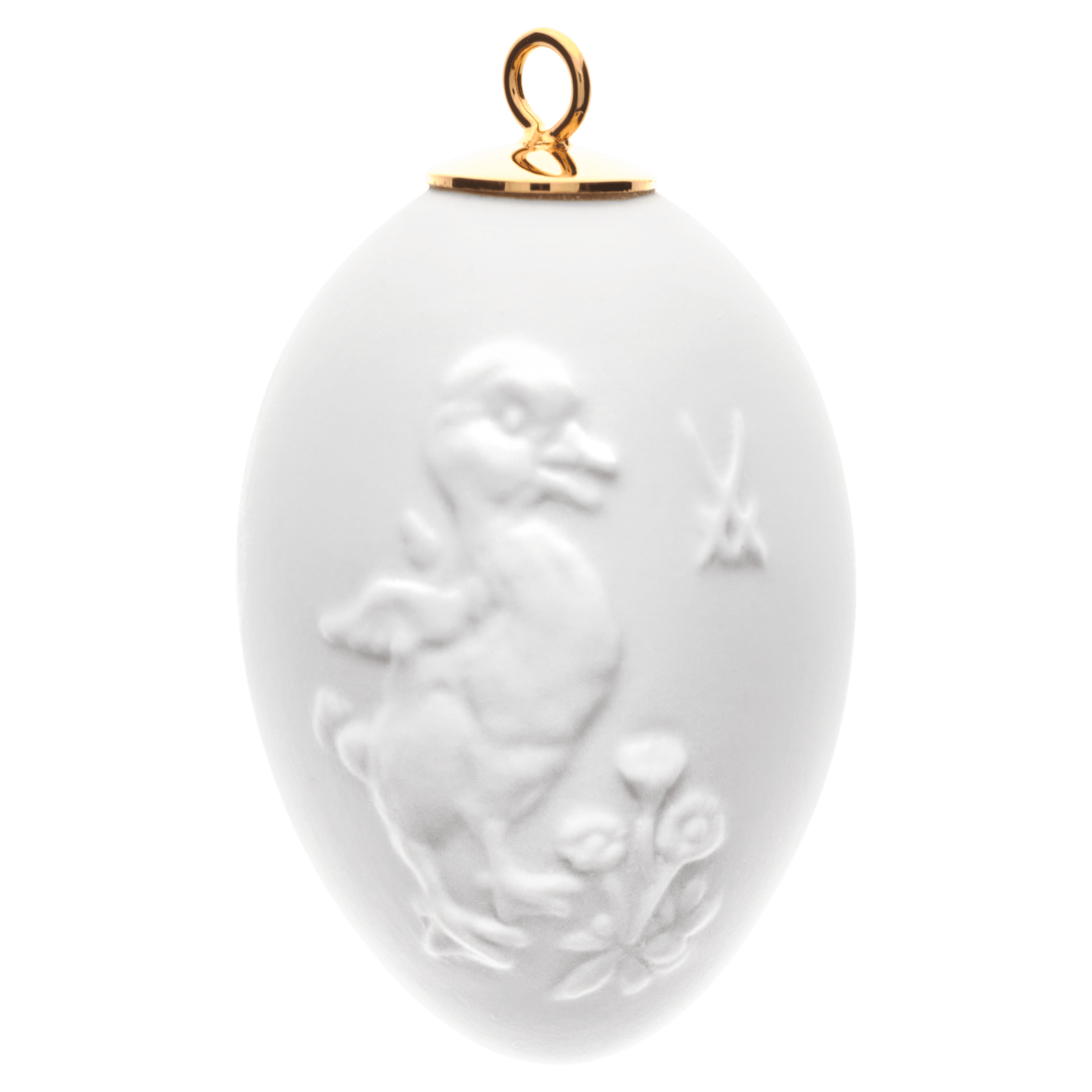 Osterei mit Relief, Kormoran, Weiß, Biskuit, H 5 cm | Meissen Osterschmuck 001001 - 55M35 - Meissen Weimar