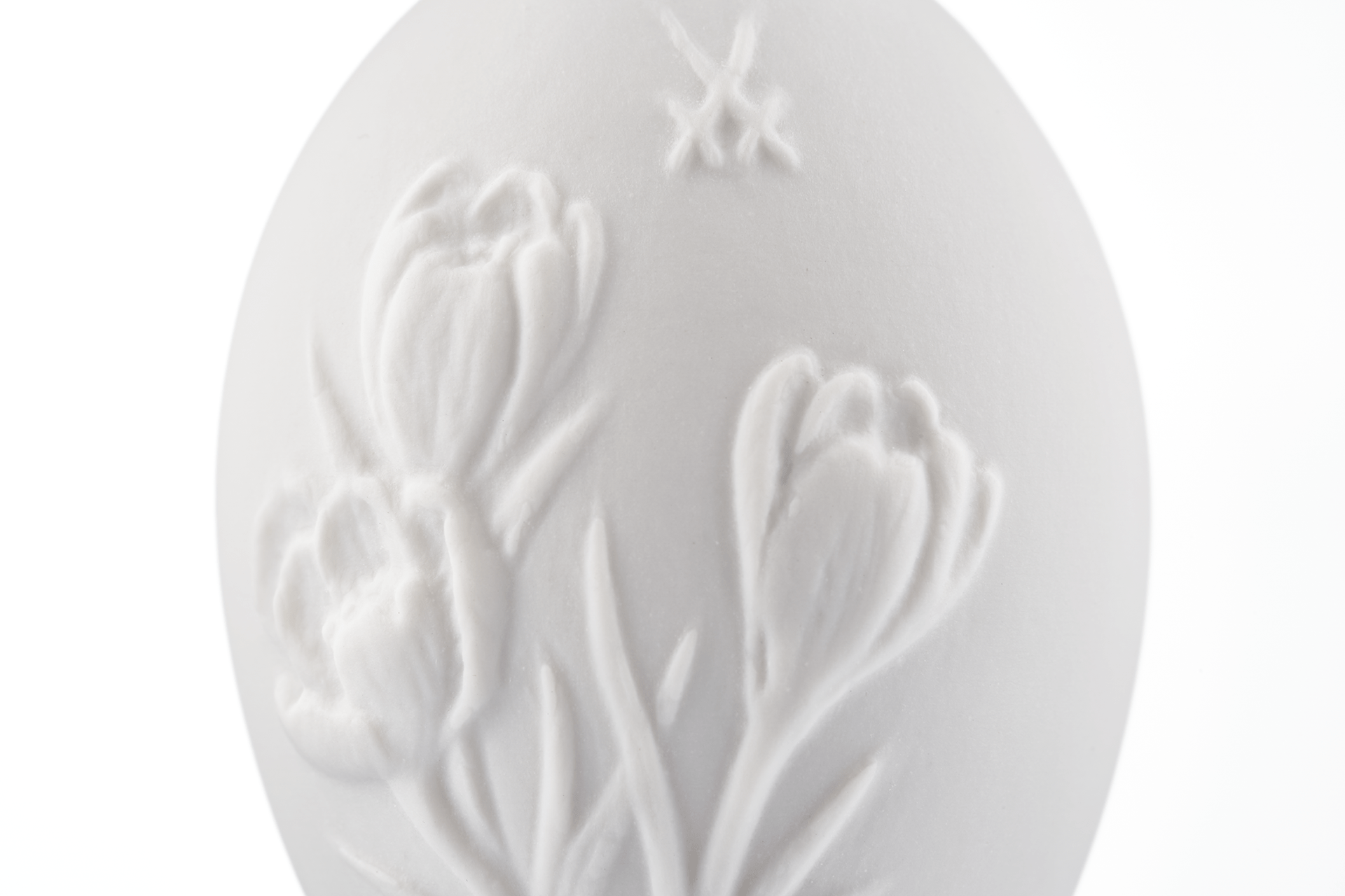 Osterei mit Relief, Krokuss, Weiß, Biskuit, H 5 cm | Meissen Zweigschmuck Osterei Kollektion 001001 - 55M28 - Meissen Weimar