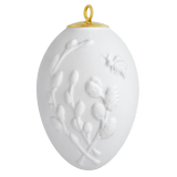 Osterei mit Relief, Weidenkätzchen, Weiß, Biskuit, H 5 cm | Meissen Zweigschmuck Osterei Kollektion