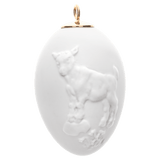 Osterei mit Relief, Zicklein, Weiß, Biskuit, H 5 cm | Meissen Zweigschmuck Osterei Kollektion