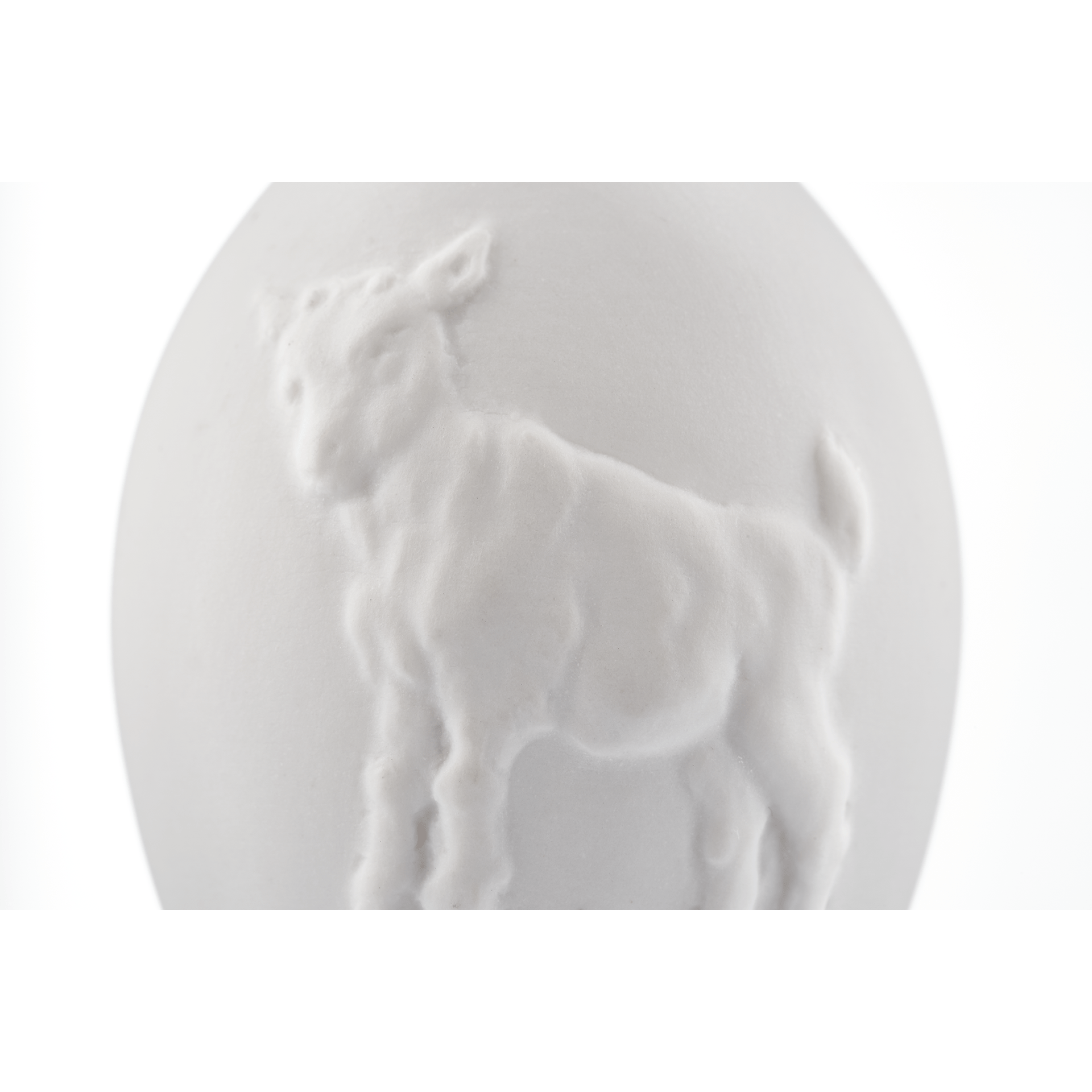Osterei mit Relief, Zicklein, Weiß, Biskuit, H 5 cm | Meissen Zweigschmuck Osterei Kollektion 001001 - 55M50 - Meissen Weimar