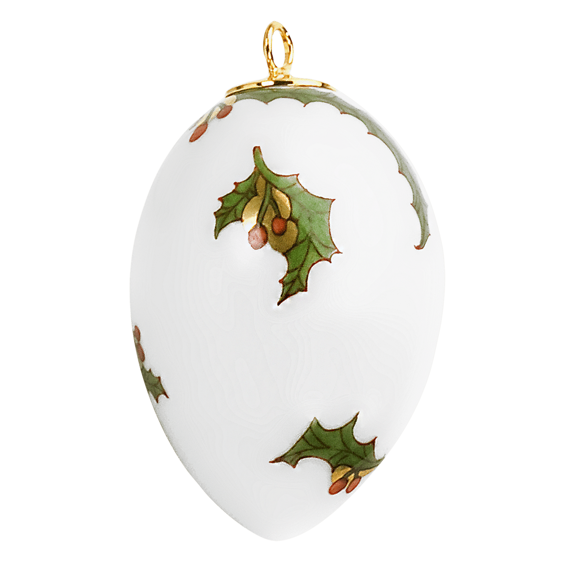 Osterei, Stechpalme, bunt und gold, weißer Rand, H 4,5 cm | Meissen Zweigschmuck Osterei Kollektion 700201 - 55M03 - Meissen Weimar