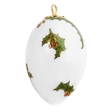 Osterei, Stechpalme, bunt und gold, weißer Rand, H 4,5 cm | Meissen Zweigschmuck Osterei Kollektion