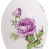 Osterei, Violette Rose,vielblättrig,bunt,weißer Rand, H 4,5 cm | Meissen Osterei