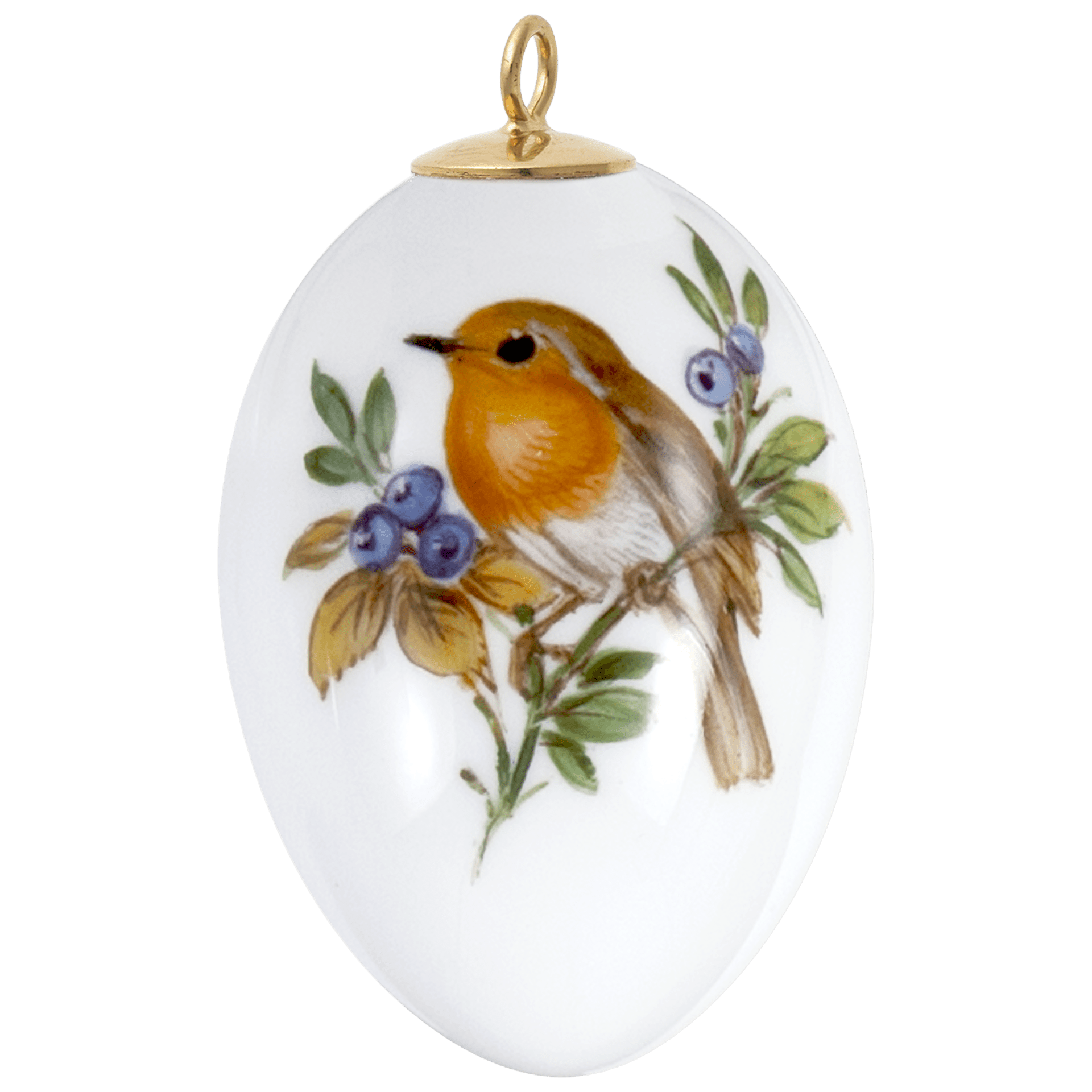 Osterei Vogelmalerei Rotkehlchen, H 5 cm | Meissen Zweigschmuck Osterei Kollektion 26c001 - 55m03 - Meissen Weimar