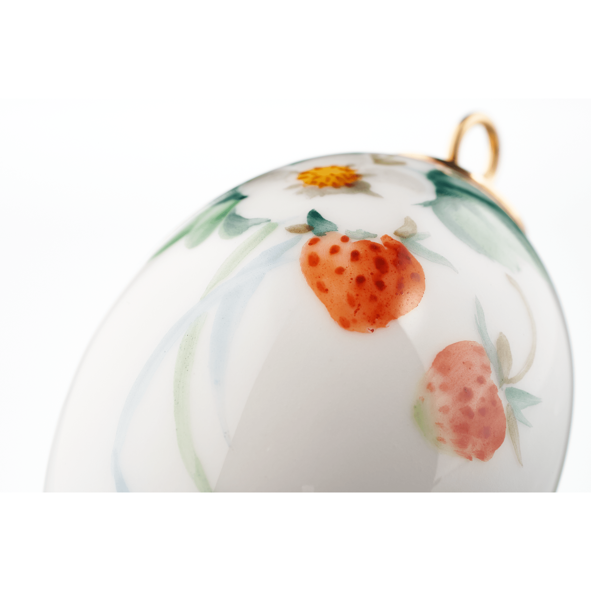 Osterei, Waldflora mit Insekten, Erdbeere, H 4,5 cm | Meissen Zweigschmuck Osterei Kollektion 61C007 - 55M03 - Meissen Weimar