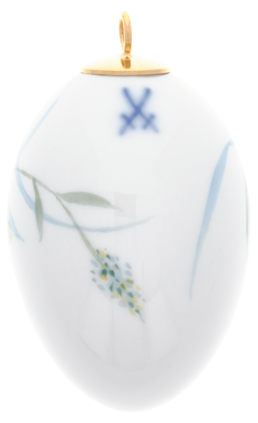 Osterei, Waldflora mit Schmetterling, H 5 cm | Meissen Zweigschmuck Osterei Kollektion 61c019 - 55m03 - Meissen Weimar