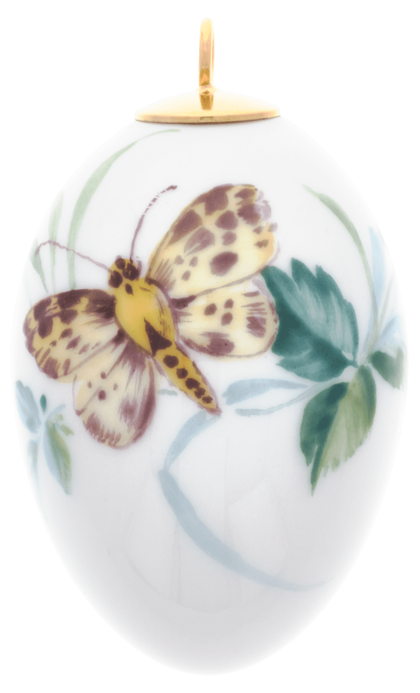 Osterei, Waldflora mit Schmetterling, H 5 cm | Meissen Zweigschmuck Osterei Kollektion 61c019 - 55m03 - Meissen Weimar