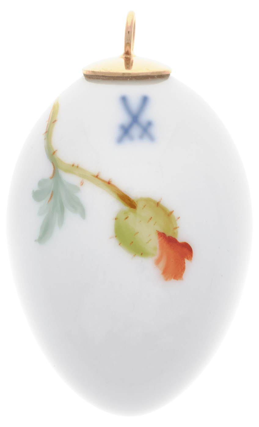 Osterei, "Wilder Mohn", H 4,5 cm | Meissen Zweigschmuck Osterei Kollektion 615201 - 55M03 - Meissen Weimar
