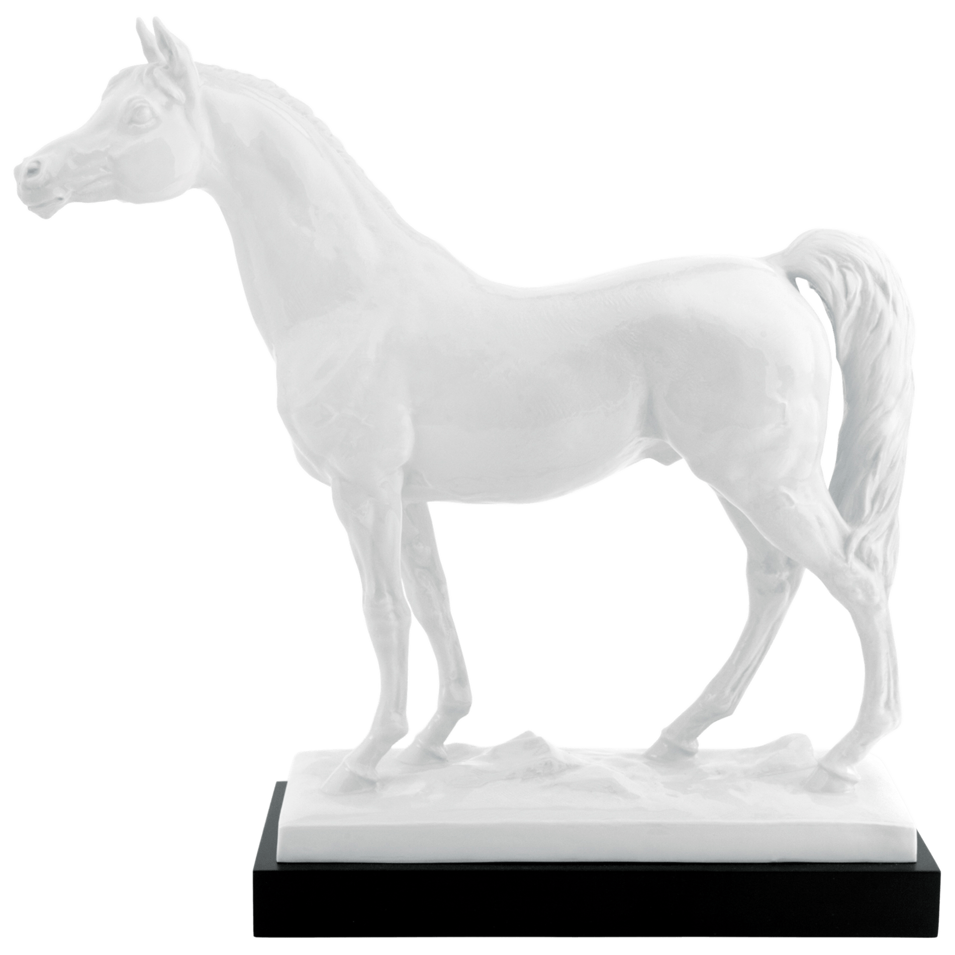 Pferd 'Araber' mit Postament, Weiß, H 37 cm | Meissen Skulptur 000001 - 78M20 - Meissen Weimar
