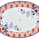 Platte, Bloomy Feathers, L 36 cm, Oval | Meissen No.41 Collage