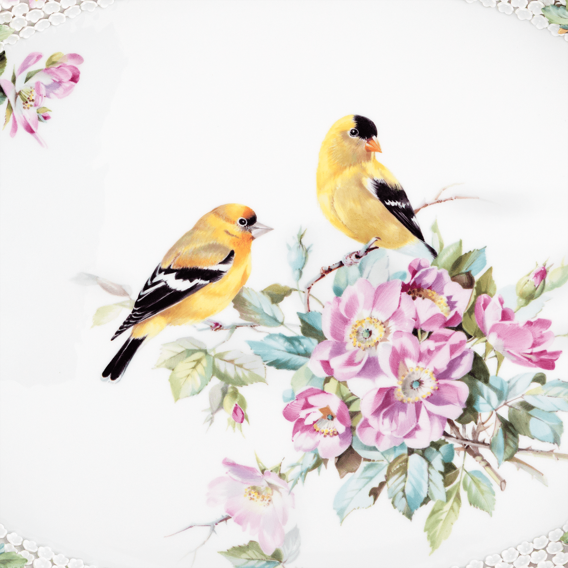 Platte "Blütenpracht mit Goldzeisigen", Lim. 25, 50 x 34 cm | Meissen Limitierte Meisterwerke 25B084-53996 - Meissen Weimar