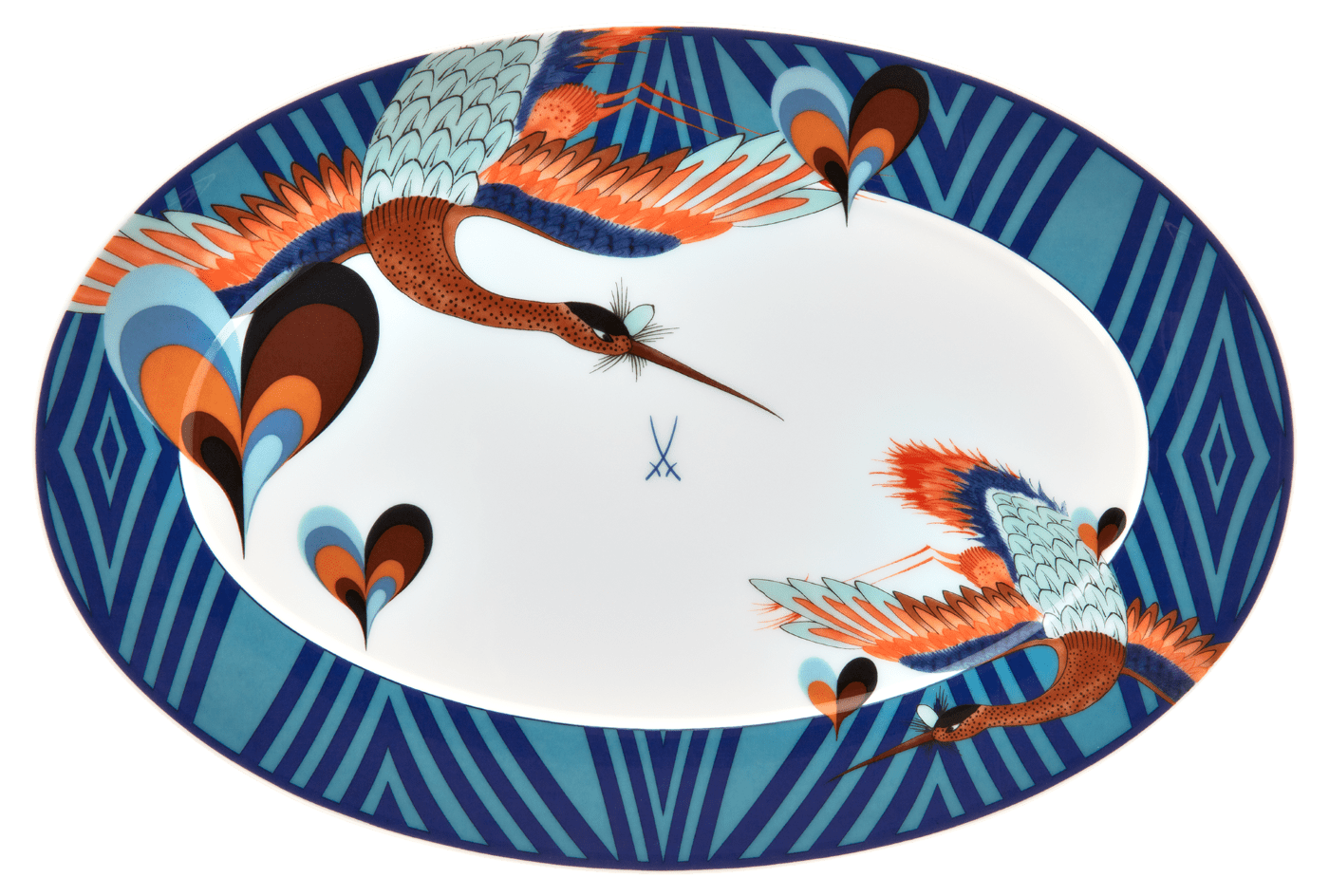 Platte No.41 Collage Love Birds oval L 30 cm | Meissen No.41 Collage 79a631 - 41307 - Meissen Weimar