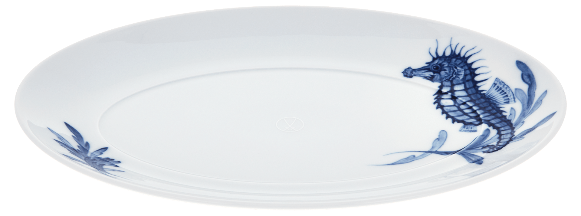 Platte, oval, 'Blue Treasures', Seepferdchen, L 25 cm | Meissen Cosmopolitan 82A278 - 37307 - Meissen Weimar