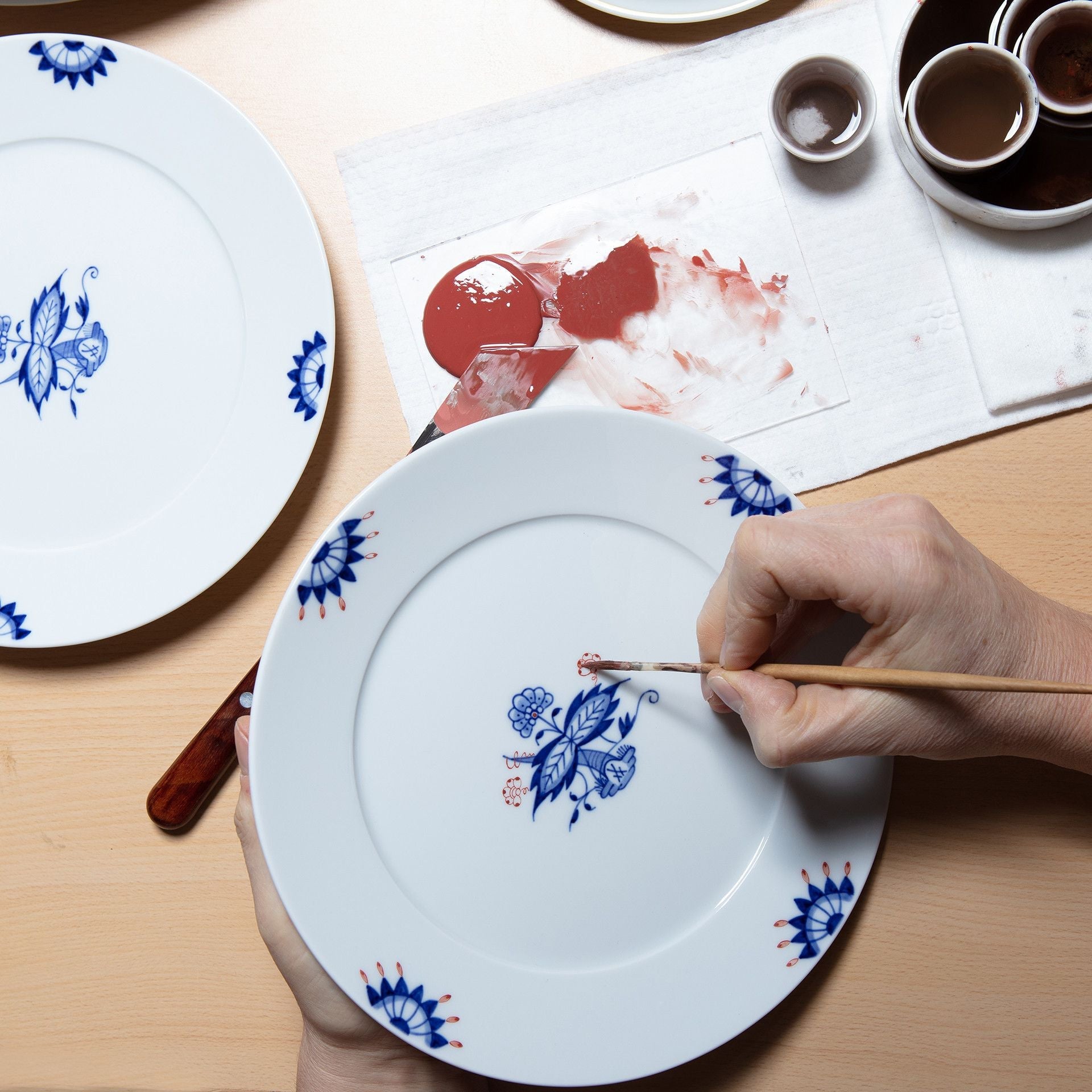 Platte, oval, Noble Blue, Doppelblatt, L 36 cm | Meissen No.41 802690 - 41308 - Meissen Weimar