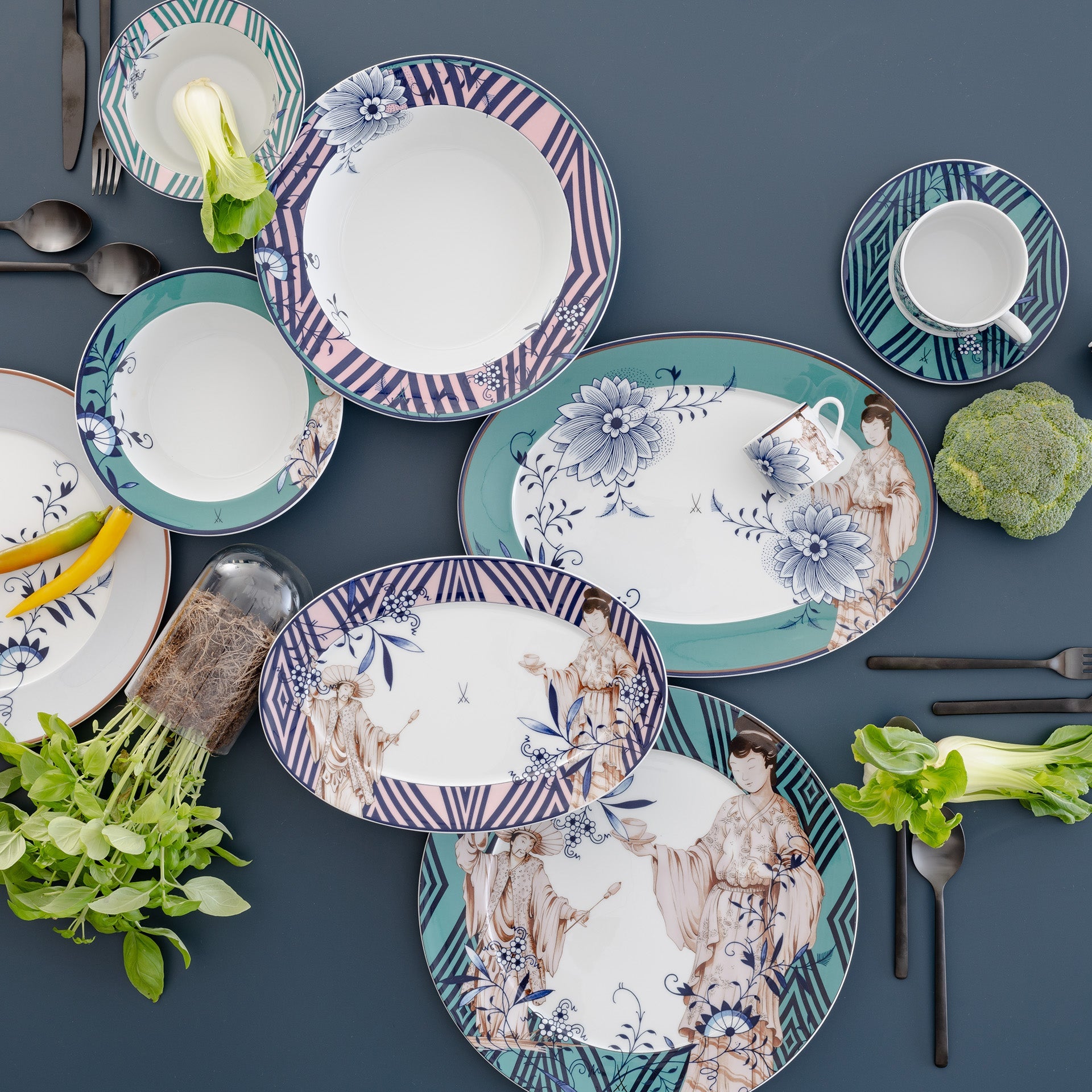Platte oval Noble Chinese L 36 cm | Meissen No.41 Collage 79a650 - 41308 - Meissen Weimar